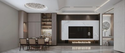 现代别墅客餐厅3D模型下载